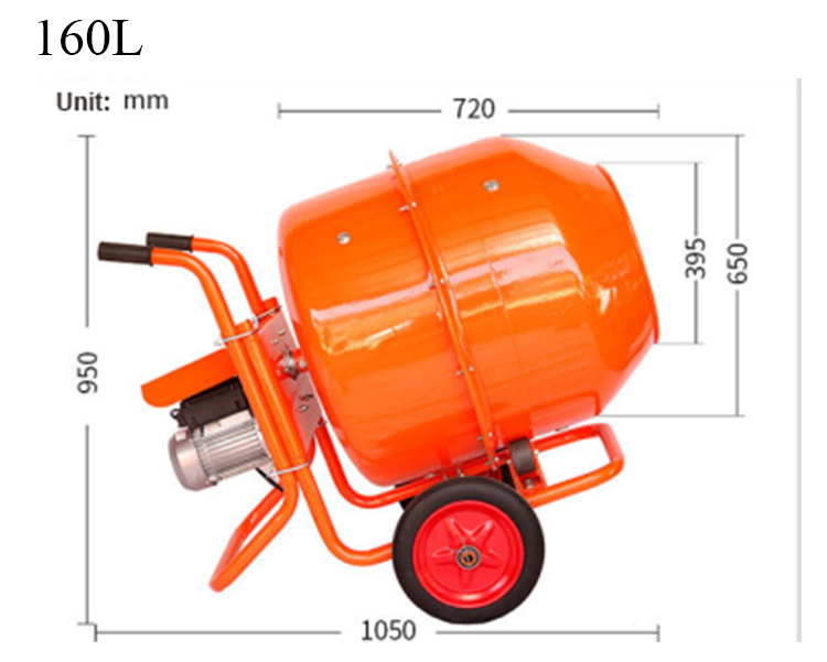 hand control electric engine concrete feed mortar mixers with two wheel